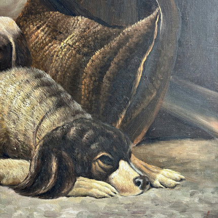 Detailed Oil Painting "Sleeping Dogs" Original Art Holland Art Shop