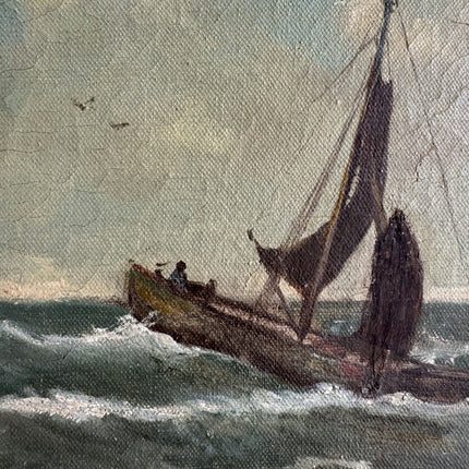 Detailed Seascape Oil Painting "Sailing Boat" Expressive Artwork Holland Art Shop