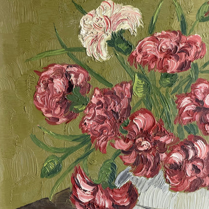 Rustic Floral Still Life Oil Painting "Pink Bouquet" Original Art Holland Art Shop