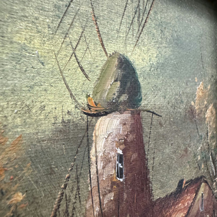 Authentic Landscape Oil Painting "Windmill Painting" Classic Small Art Holland Art Shop