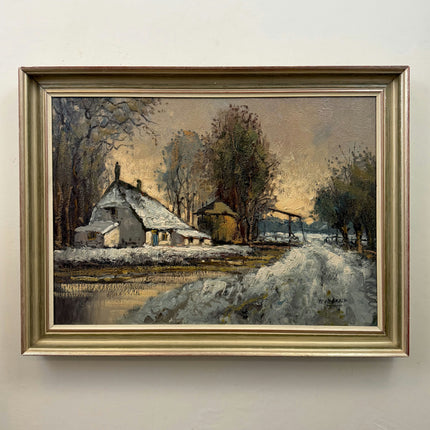 Willem Hendrik van Norden Winter Landscape Oil Painting "Snow Cottage" Art Holland Art Shop