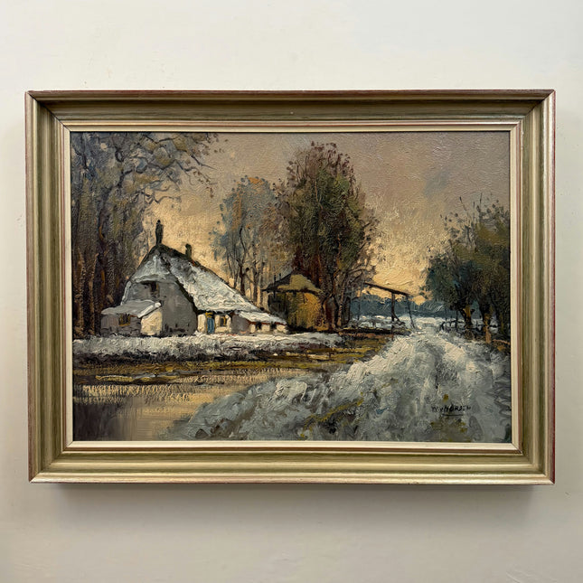 Willem Hendrik van Norden Winter Landscape Oil Painting "Snow Cottage" Art Holland Art Shop