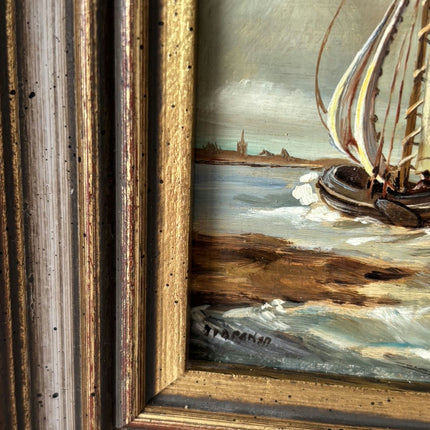 Expressive Oil Painting Seascape "Sailing Vessel" Marvelous Small Art Holland Art Shop
