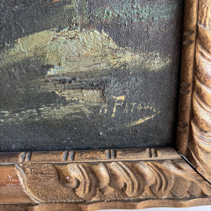 19th Century Antique Landscape Oil Painting "Arched Bridge" Artwork Holland Art Shop