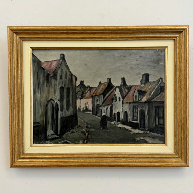Expressive Cityscape Oil Painting "Row Houses" Original Art Holland Art Shop