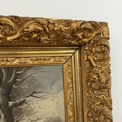 Vintage Winter Landscape Oil Painting "Snowy Trees" Traditional Large Art Holland Art Shop