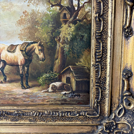 19th Century Oil Painting Figurative "Saddle Horse" French Artwork Holland Art Shop