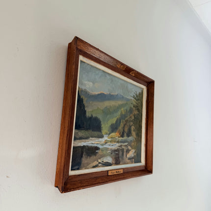 Wonderful Oil Painting Plein Air Landscape "Mountain River" Authentic Small Art