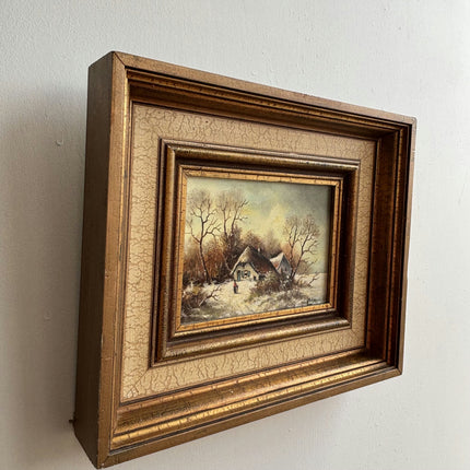 Rustic Winter Landscape Oil Painting "Framed Painting" Elegant Small Artwork Holland Art Shop