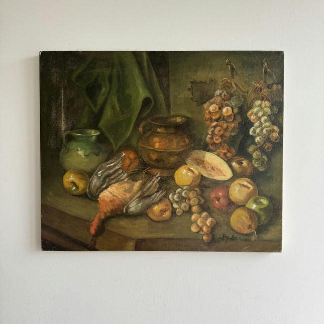 Vintage Still Life Oil Painting "Grapes Cluster" Elegant Artwork Holland Art Shop