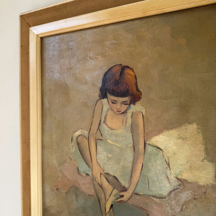 Handcrafted Oil Painting Portrait "Ballet Slipper Girl" Wonderful Medium Artwork Holland Art Shop