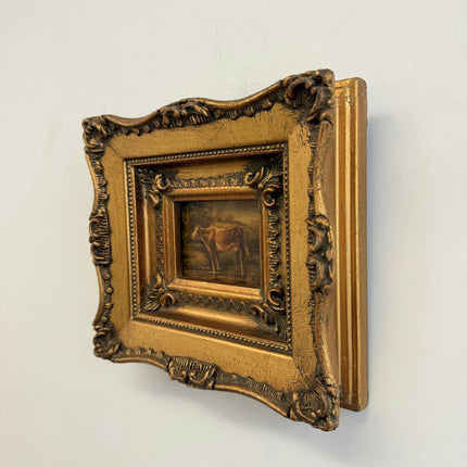 Rustic Farm Oil Painting "Gilded Frame" Detailed Small Artwork Holland Art Shop