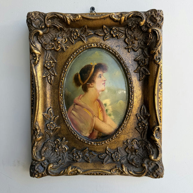 Rustic Portrait Oil Painting "Young Woman" Original Small Art Holland Art Shop