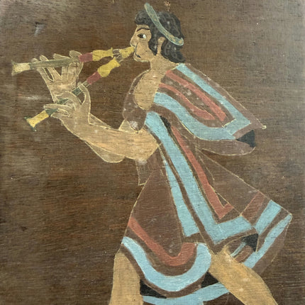 Detailed Portrait Oil Painting "Egyptian Flute Player" Handcrafted Small Art Holland Art Shop
