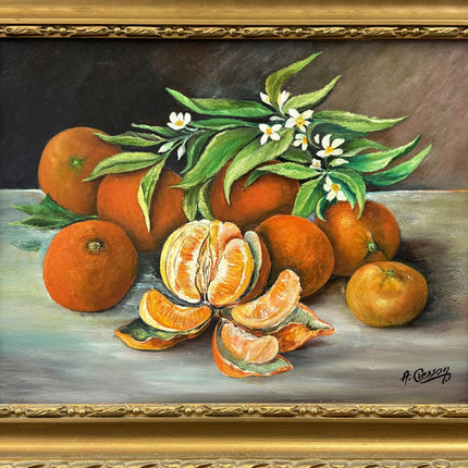 Detailed Still Life Oil Painting "Pile Oranges" Rustic Small Art Holland Art Shop