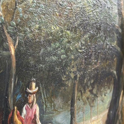 Vintage Figurative Oil Painting "Mounted Painting" Authentic Small Artwork Holland Art Shop