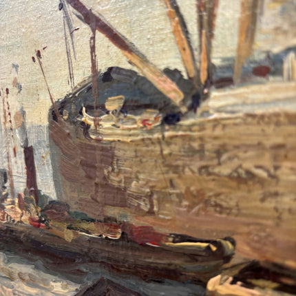 Rustic Seascape Oil Painting "Cargo Ship" Traditional Large Art Holland Art Shop