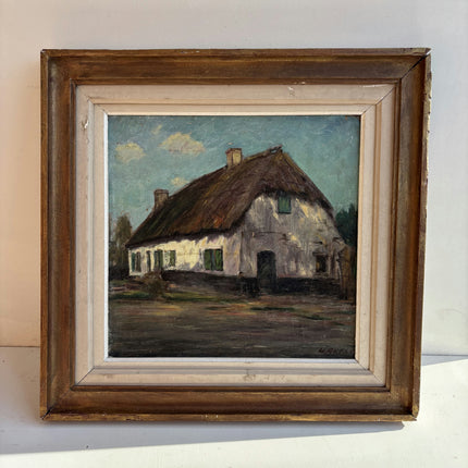 Elegant Farm Oil Painting "Thatched Cottage" Detailed Artwork Holland Art Shop
