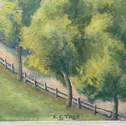 1919 Antique Landscape Oil Painting "Wooden Frame" Large Art Holland Art Shop