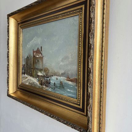 Elegant Winter Landscape Oil Painting "Gold Frame" Detailed Art Holland Art Shop