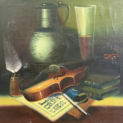 Rustic Still Life Oil Painting "Violin Instrument" Timeless Artwork Holland Art Shop