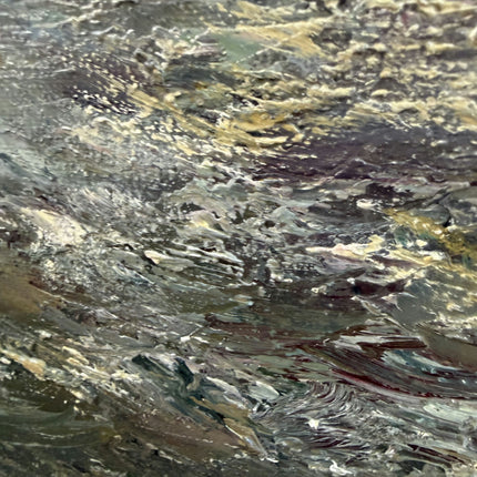 Vintage Seascape Oil Painting "Churning Water" Handcrafted Large Art Holland Art Shop