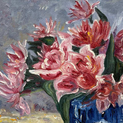 Detailed Floral Still Life Oil Painting "Pink Bouquet" Classic Artwork Holland Art Shop