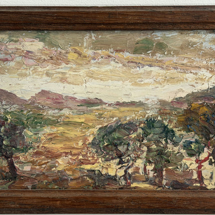 Rustic Landscape Oil Painting "Oak Trees" Detailed Small Artwork Holland Art Shop