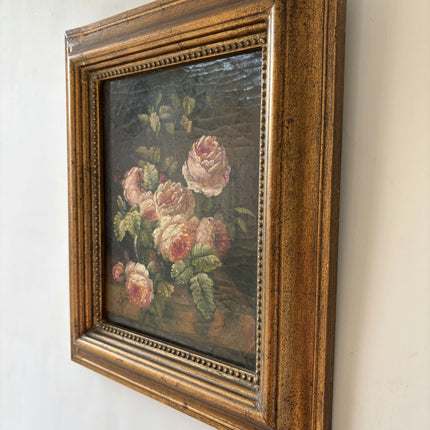 Vintage Flowery Still Life Oil Painting "Peony Bouquet" Original Small Art Holland Art Shop