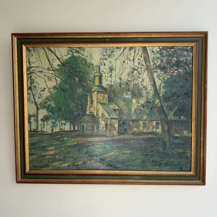Vintage Landscape Oil Painting "Village Church" Classic Art Holland Art Shop