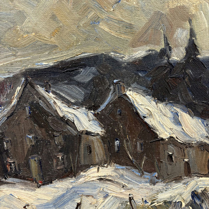 Handcrafted Winter Landscape Oil Painting "Snowy Village" Russian Artwork Holland Art Shop