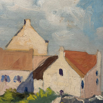 Handcrafted Landscape Oil Painting "Village Houses" Expressive Artwork Holland Art Shop