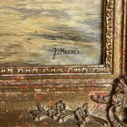 Rustic Seascape Oil Painting "Gilded Frame" Refined Artwork Holland Art Shop