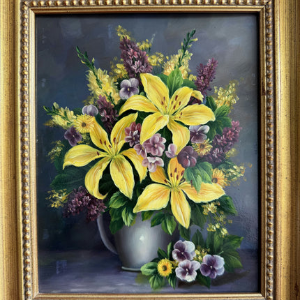 Traditional Floral Still Life Oil Painting "Yellow Lilies" Authentic Small Art Holland Art Shop