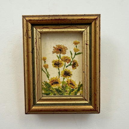 Rustic Flowery Still Life Oil Painting "Worn Backboard" Refined Small Art Holland Art Shop