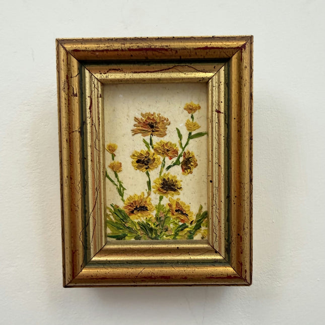 Rustic Flowery Still Life Oil Painting "Worn Backboard" Refined Small Art Holland Art Shop