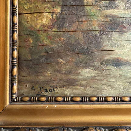Antique Landscape Oil Painting "Gilded Frame" Detailed Art Holland Art Shop