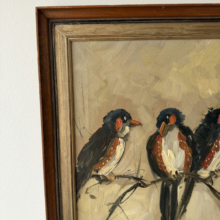 Traditional Animals Oil Painting "Three Birds" Authentic Art Holland Art Shop