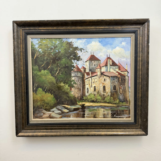 Expressive Scenery Oil Painting "Hillside Castle" Authentic Large Art Holland Art Shop