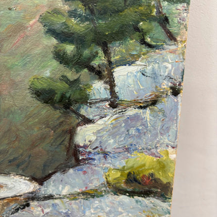 Classic Seascape Oil Painting "Rock Cliff" Rustic Small Artwork Holland Art Shop