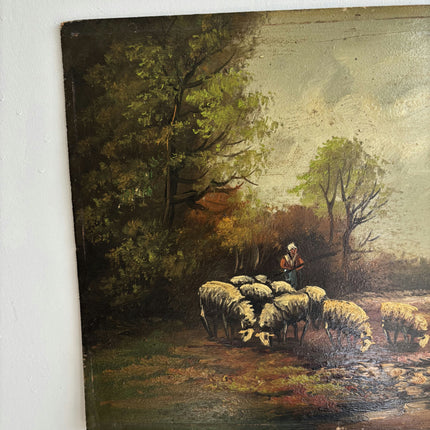 Elegant Animals Oil Painting "Sheep Herd" Expressive Small Art Holland Art Shop