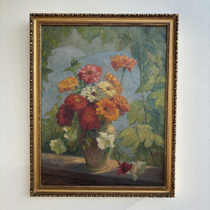 Elegant Floral Still Life Oil Painting "Flower Vase" Vintage French  Art Holland Art Shop