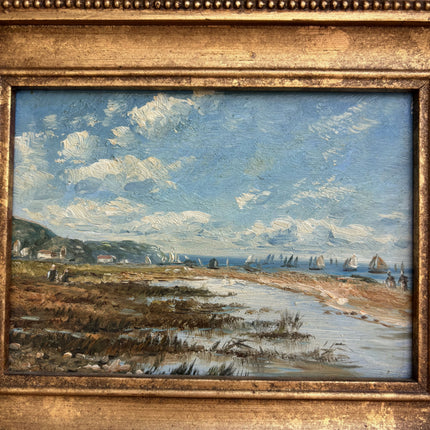 Rustic Seascape Oil Painting "Gilded Frame" Timeless Small Art Holland Art Shop