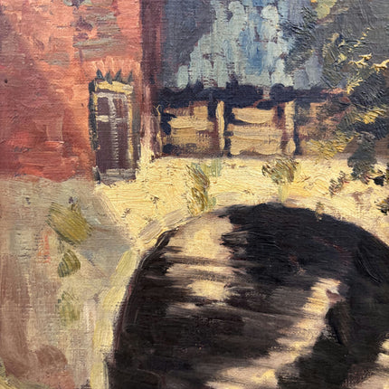 Authentic Cityscape Oil Painting "Stone Bridge" Handcrafted Art Holland Art Shop