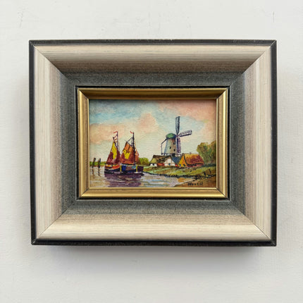 Authentic Scenery Oil Painting "Sailing Boats" Original Small Art Holland Art Shop