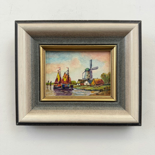 Authentic Scenery Oil Painting "Sailing Boats" Original Small Art Holland Art Shop