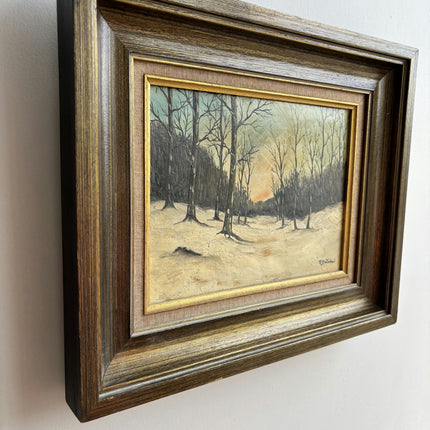 Vintage Winter Landscape Oil Painting "Winter Trees" Traditional Small Art Holland Art Shop