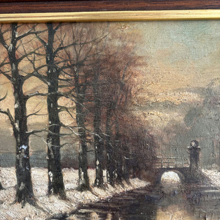 Detailed Winter Landscape Oil Painting "Row Of Trees" Classic Small Art Holland Art Shop