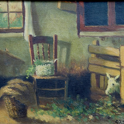 Original Animals Oil Painting "Small Goat" Vintage Artwork Holland Art Shop