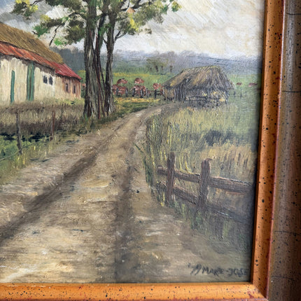 Expressive Farm Oil Painting "Thatched Cottage" Authentic Small Artwork Holland Art Shop